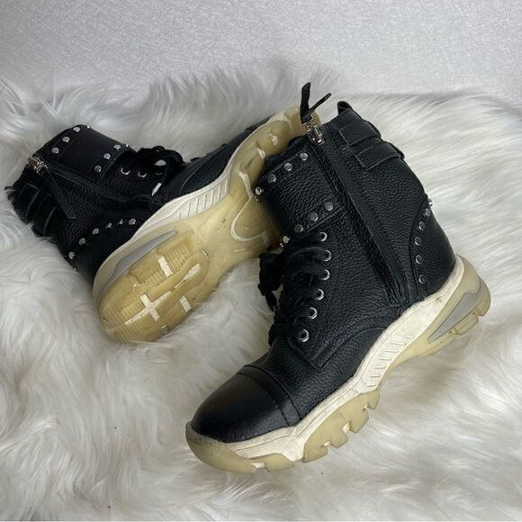 sam Edelman Pebble Leather Resnie High Top Combat Boots 7 - Picture 5 of 8